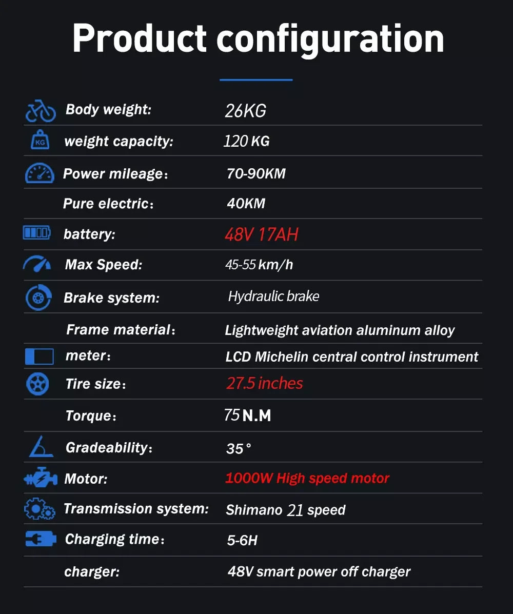 LAFLY 1000W Vélo électrique